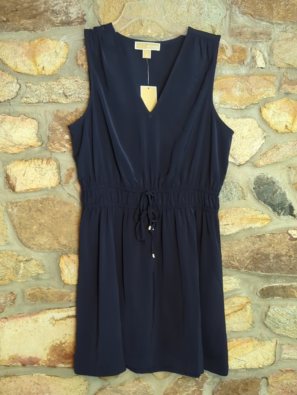 MICHAEL Michael Kors Navy Sleeveless V-Neck Drawstring Dress
